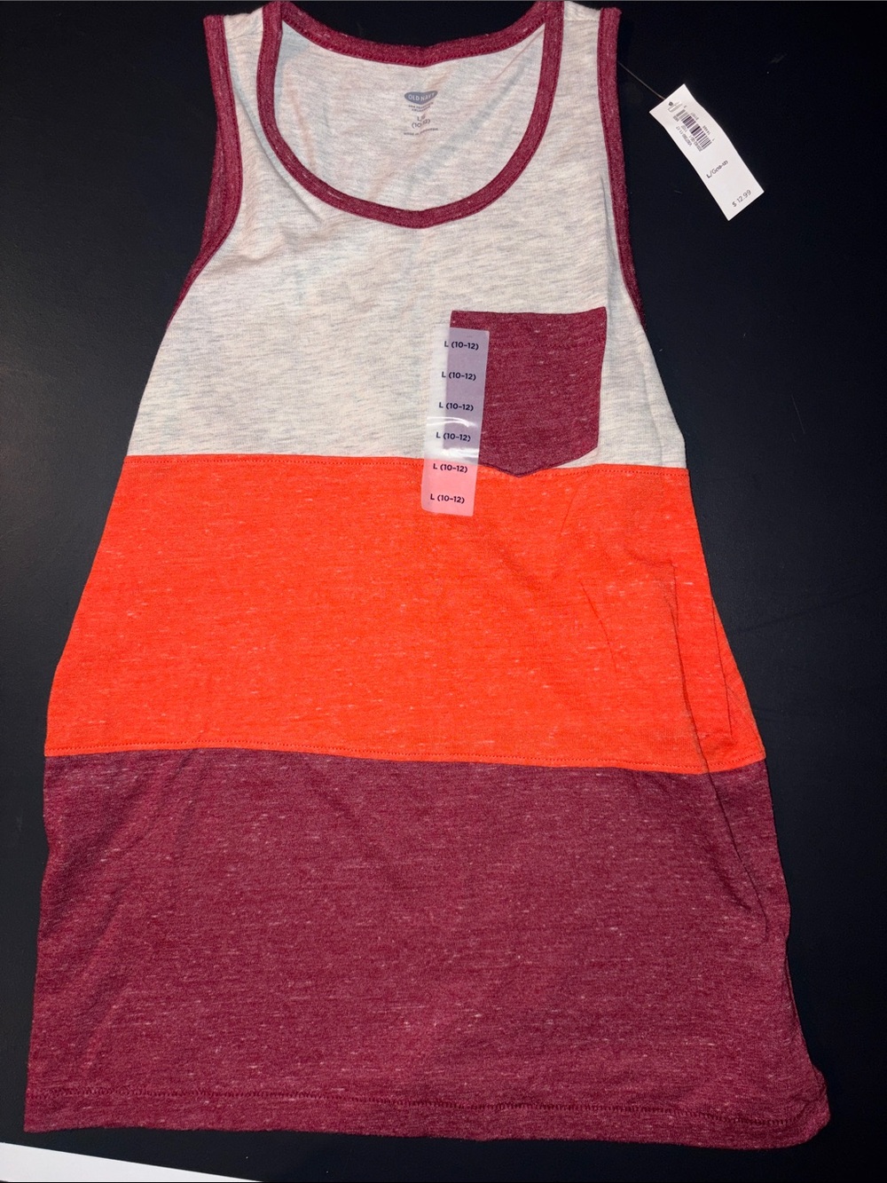 Old Navy Girls' Maroon, Orange & Heather Gray Colorblock Tank